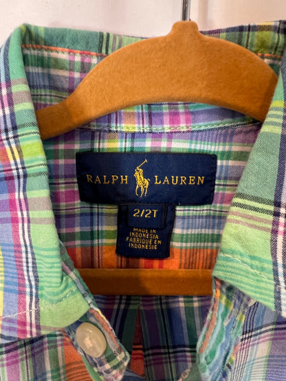 RALPH LAUREN. Colorful plaid shirt. Size 2 years.