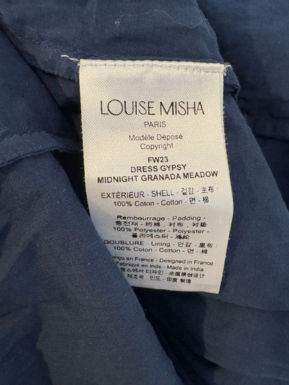 LOUISE MISHA. Vestido largo azul estampado