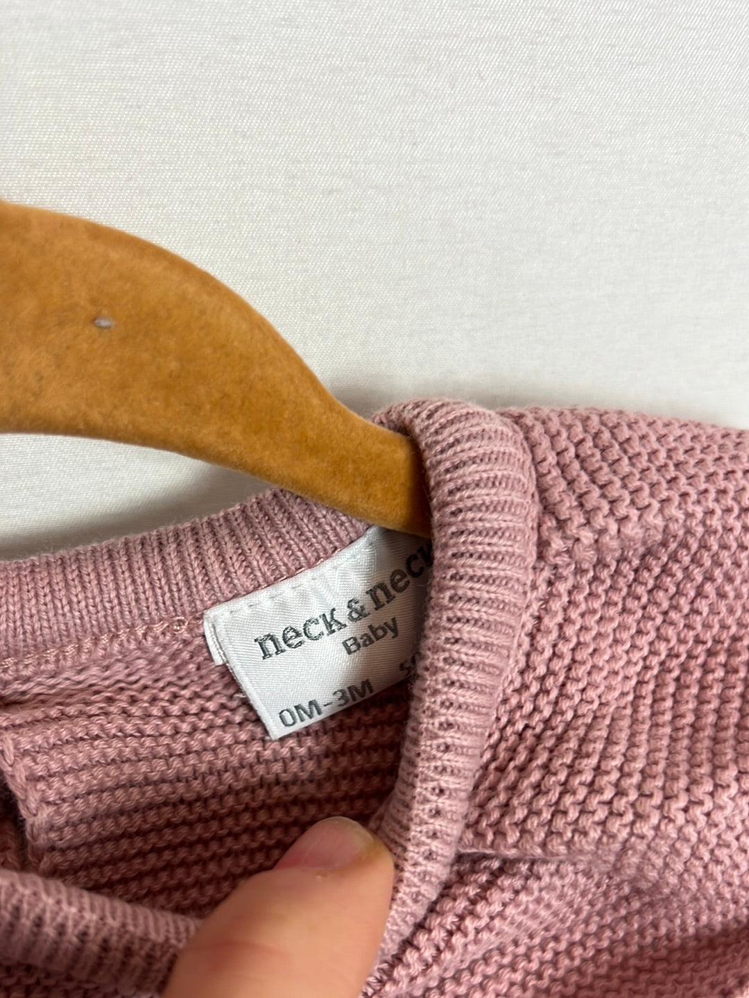 NECK&amp;NECK. Pink knitted romper. Size 0-3 months