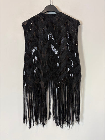 ZARA. Chaleco negro lentejuelas