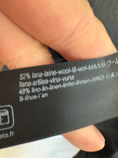 MASSIMO DUTTI. Blazer lana y lino gris oscuro