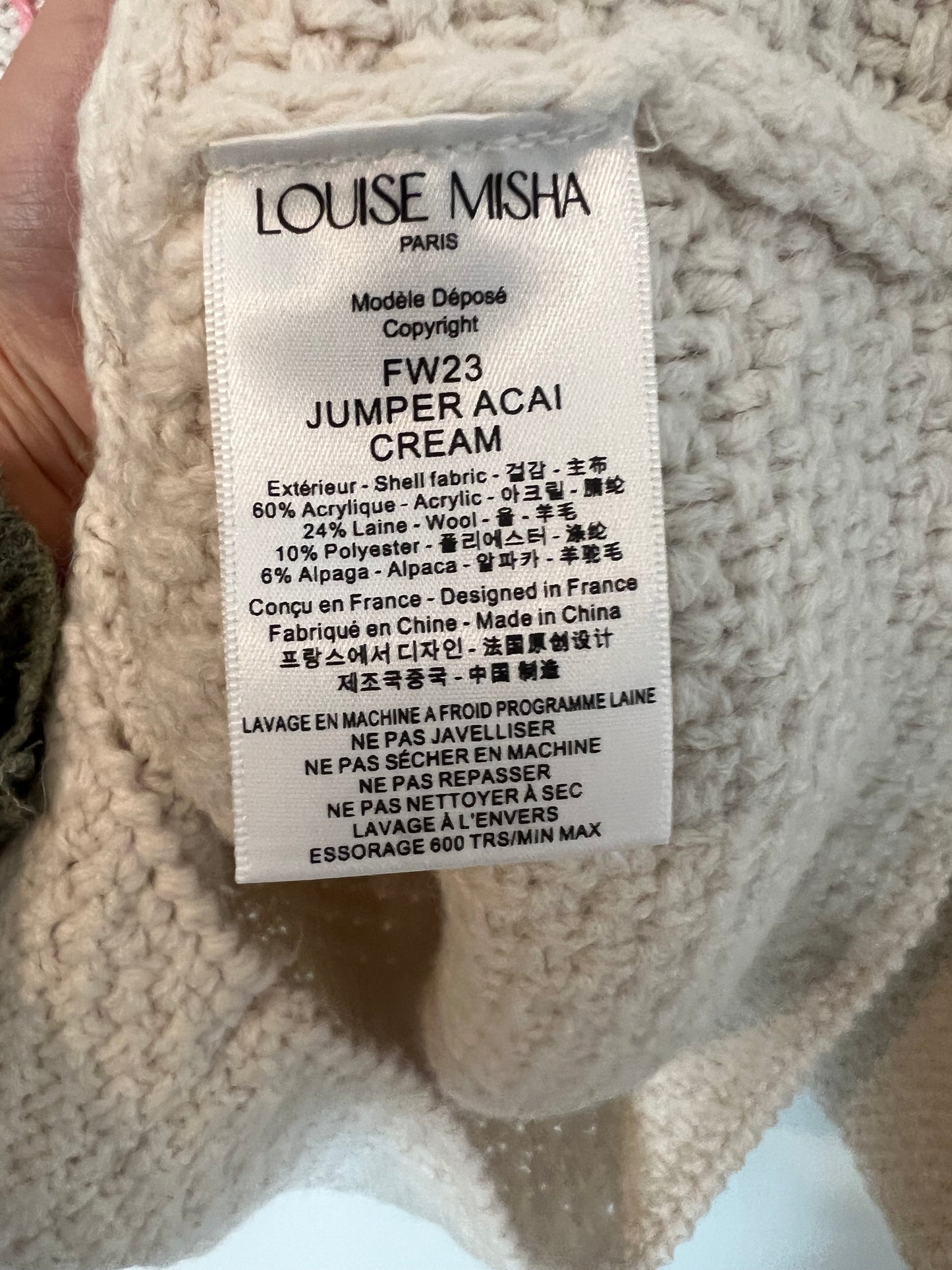 LOUISE MISHA. Jersey beige flores bordadas T.xs