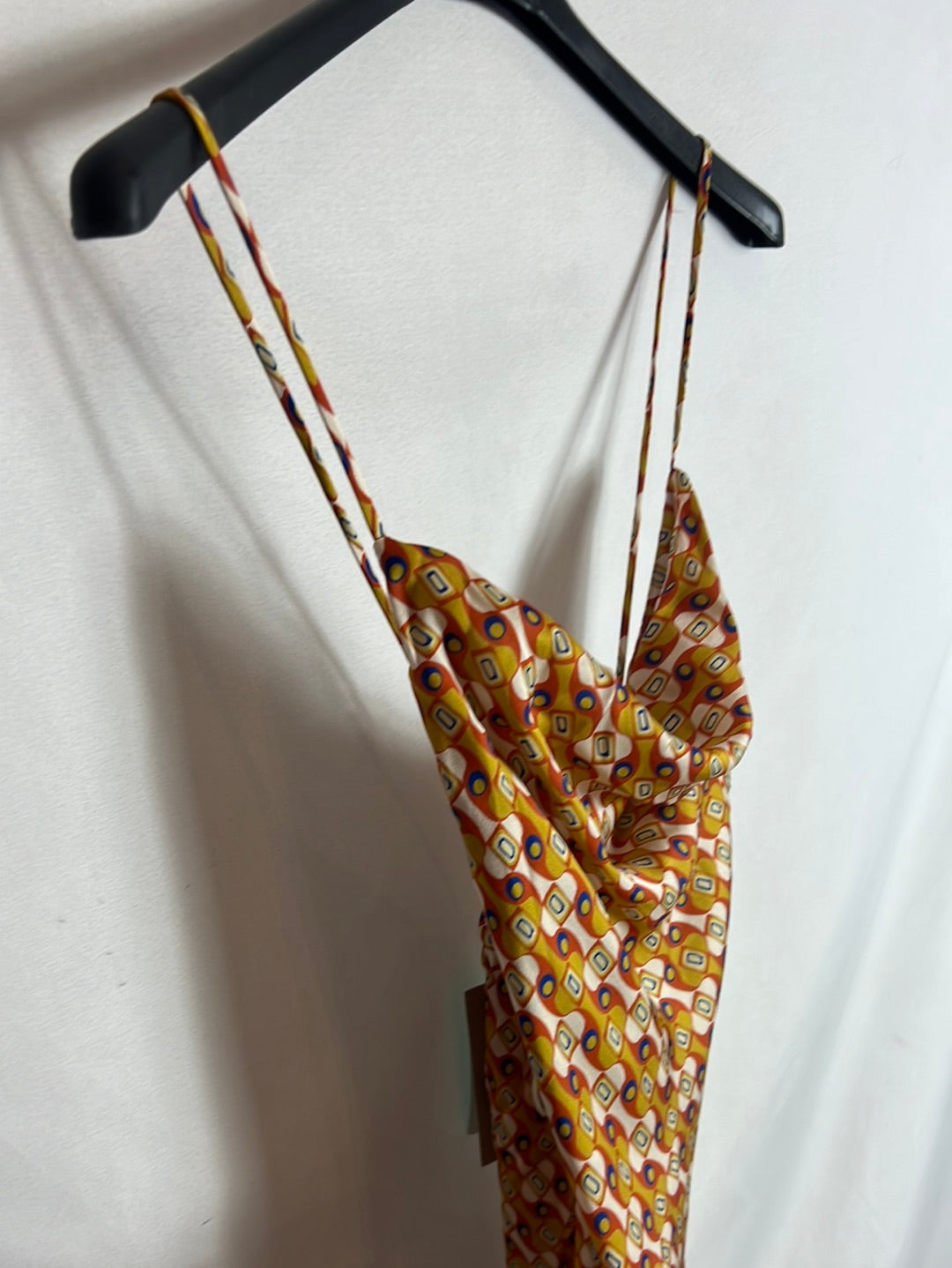 HIP+HAPPEN. Flowy midi dress with retro print. Size XS