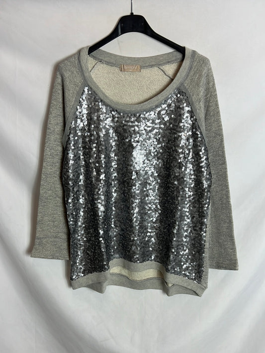 AMICHI. Thin gray sequin sweatshirt. TM