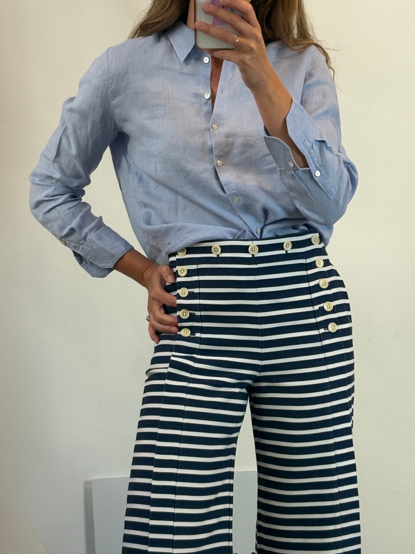 J CREW. Pantalón rayas abotonado