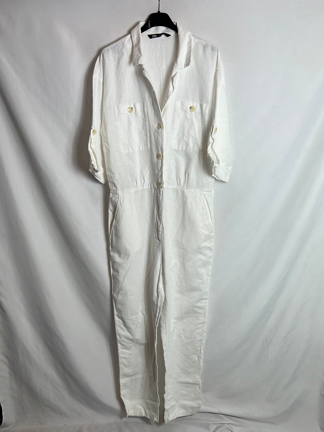 ZARA. Mono largo blanco textura. T M