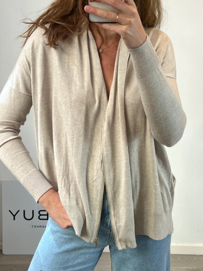 ZARA. Chaqueta beige cremallera. T M