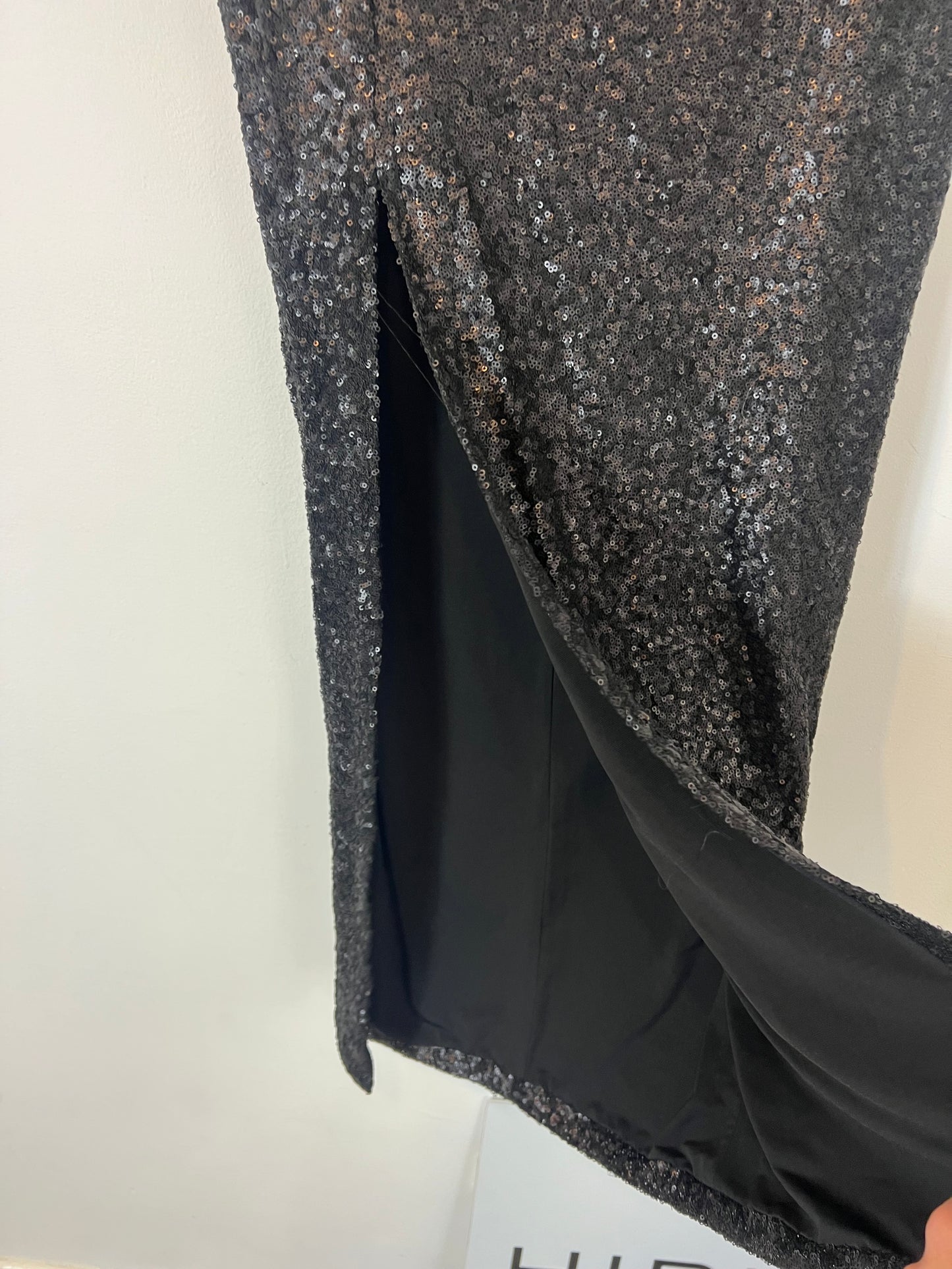 ETXART&PANNO. Falda midi lentejuelas mini abertura. T L