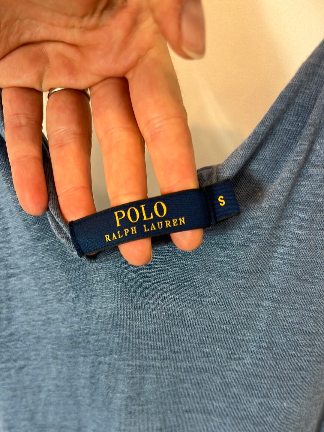 POLO RALPH LAUREN. Long blue linen dress. TS