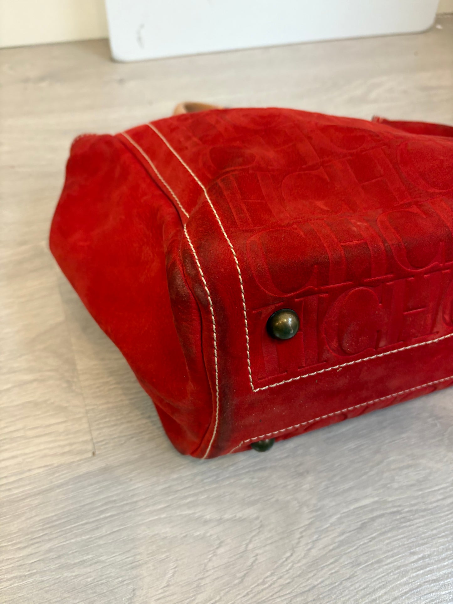 CAROLINA HERRERA. Bolso piel rojo