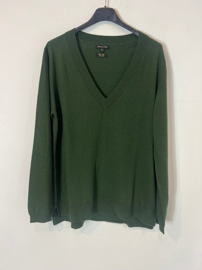 MASSIMO DUTTI. Jersey verde con seda y lana T.40