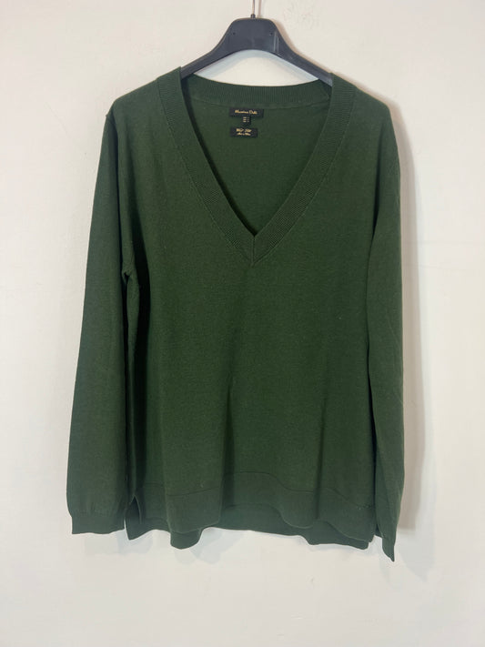 MASSIMO DUTTI. Jersey verde con seda y lana T.40