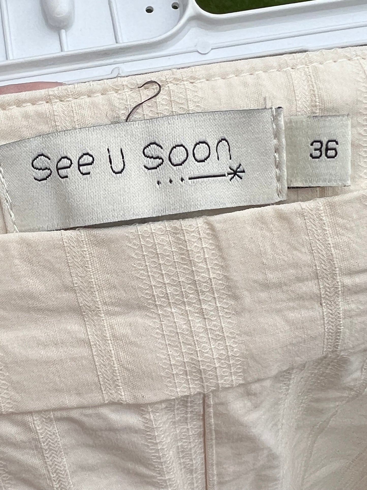 SEE U SOON. Beige wide-leg trousers, size 36