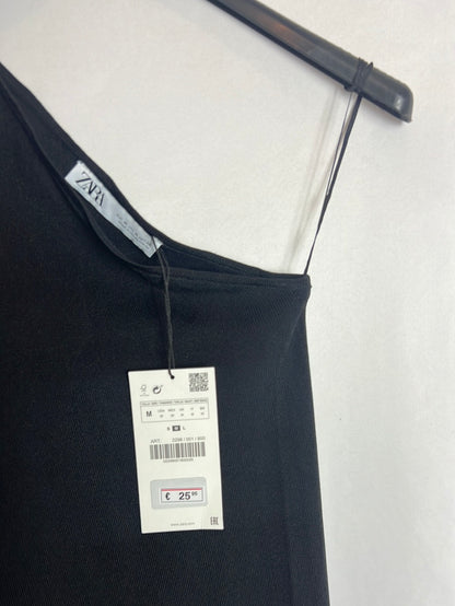 ZARA. Vestido midi negro asimetrico . T M