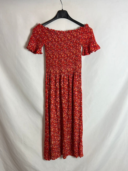 MBYM. Vestido midi rojo nido de abeja. T XS