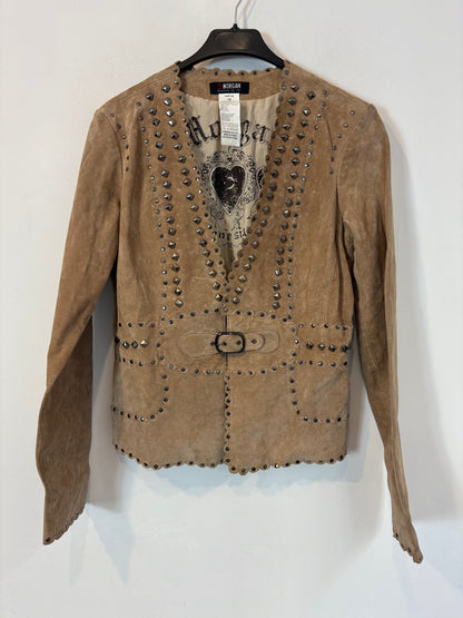 MORGAN. Chaqueta ante beige tachuelas