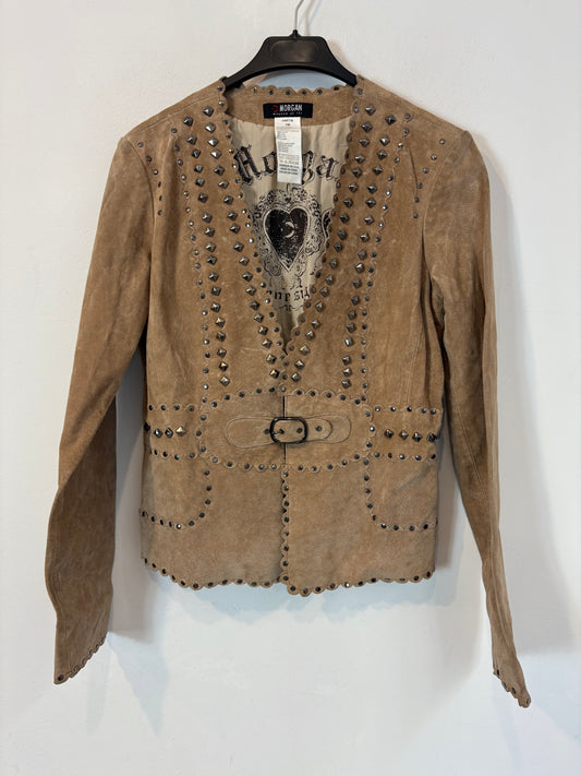 MORGAN. Chaqueta ante beige tachuelas