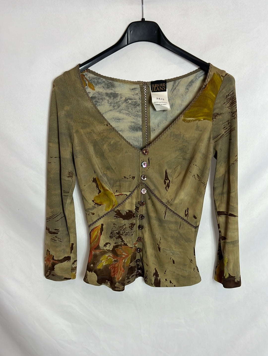 PLEIN SUD JEANS. Green fitted Lycra top. Size 6 (36)