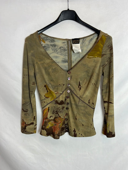 PLEIN SUD JEANS. Green fitted Lycra top. Size 6 (36)