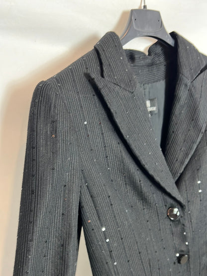 JAVIER LARRAINZAR. Black sequin mini blazer. Size 38