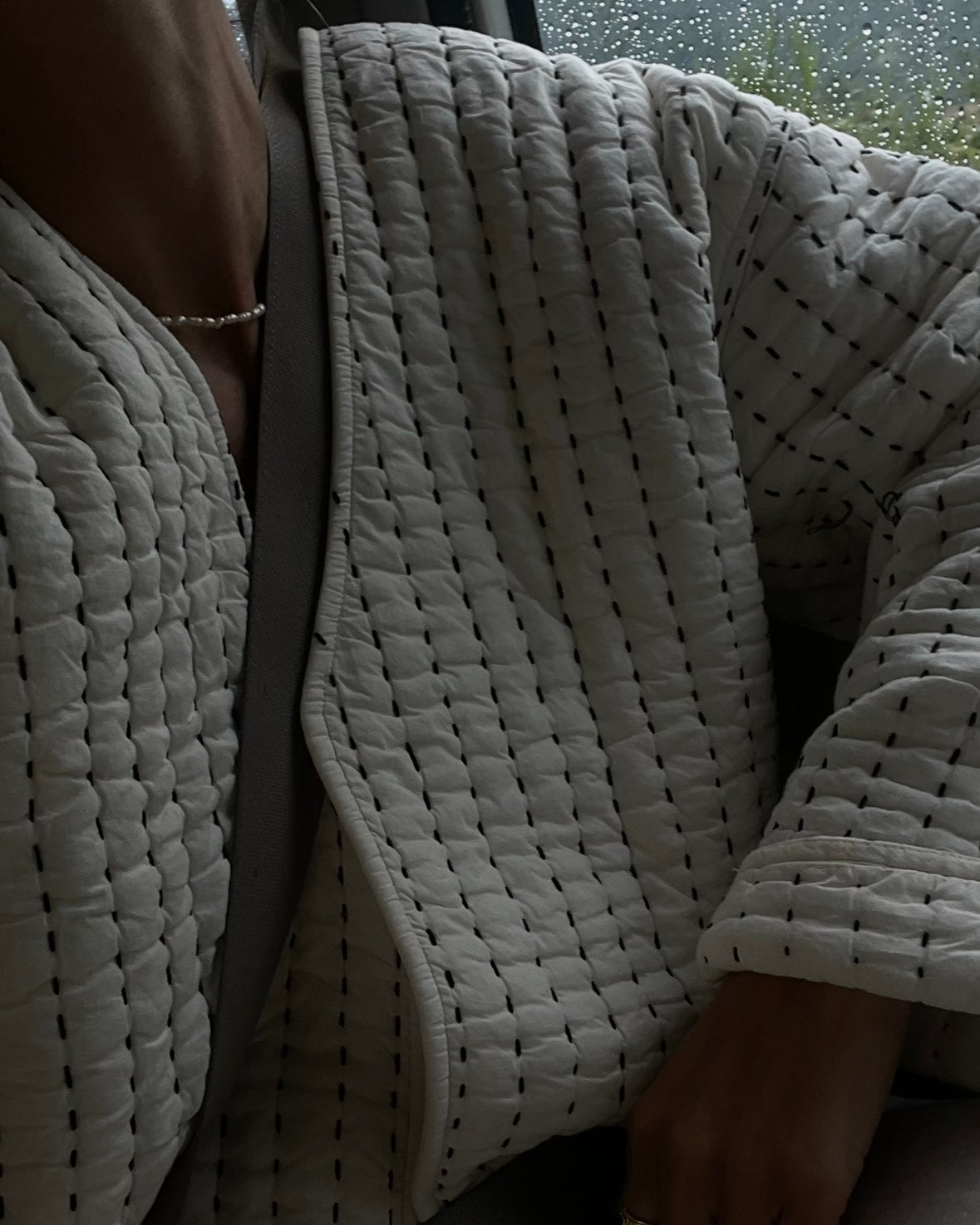 SESSÙN. Chaqueta beige rayas T.s