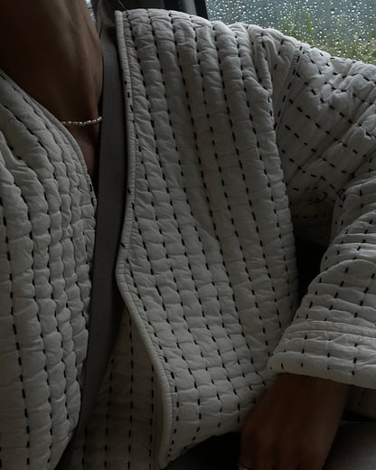 SESSÙN. Chaqueta beige rayas T.s