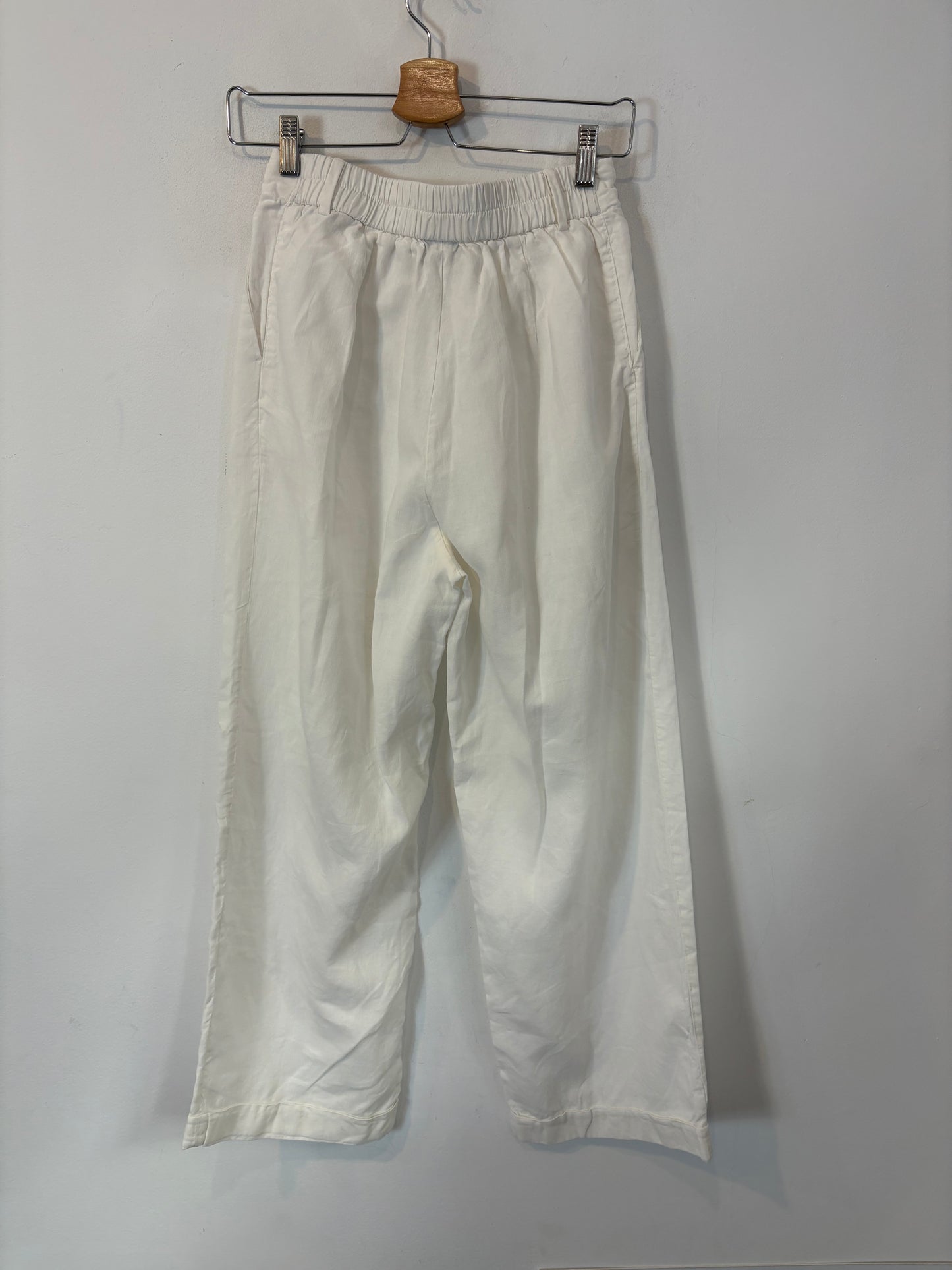 MASSIMO DUTTI. Pantalón lino blanco