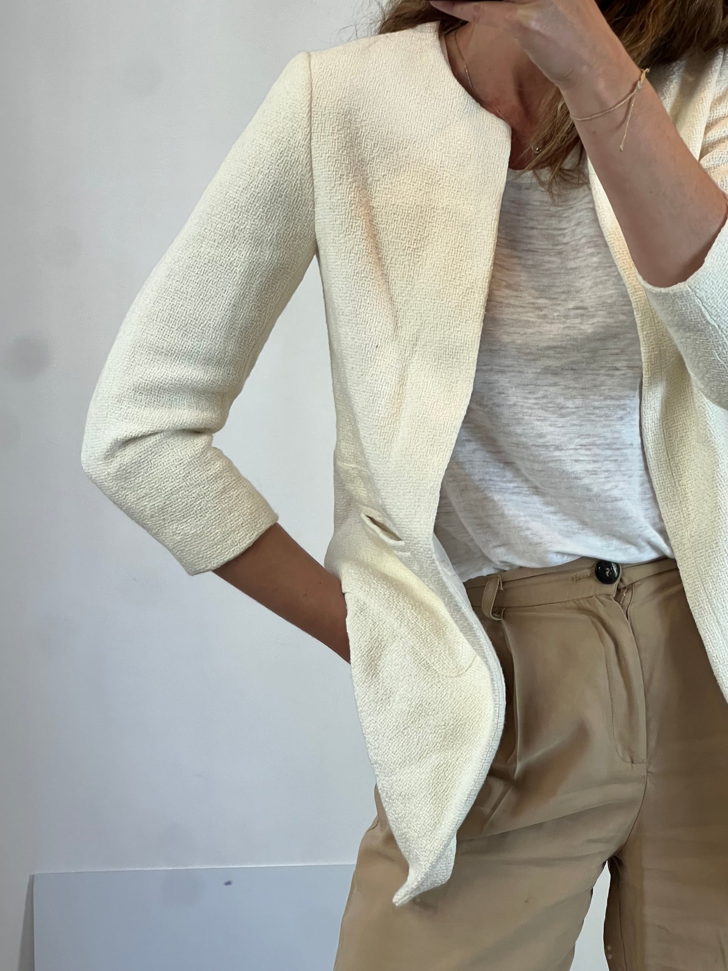 ZARA. Abrigo fino tweed T.m