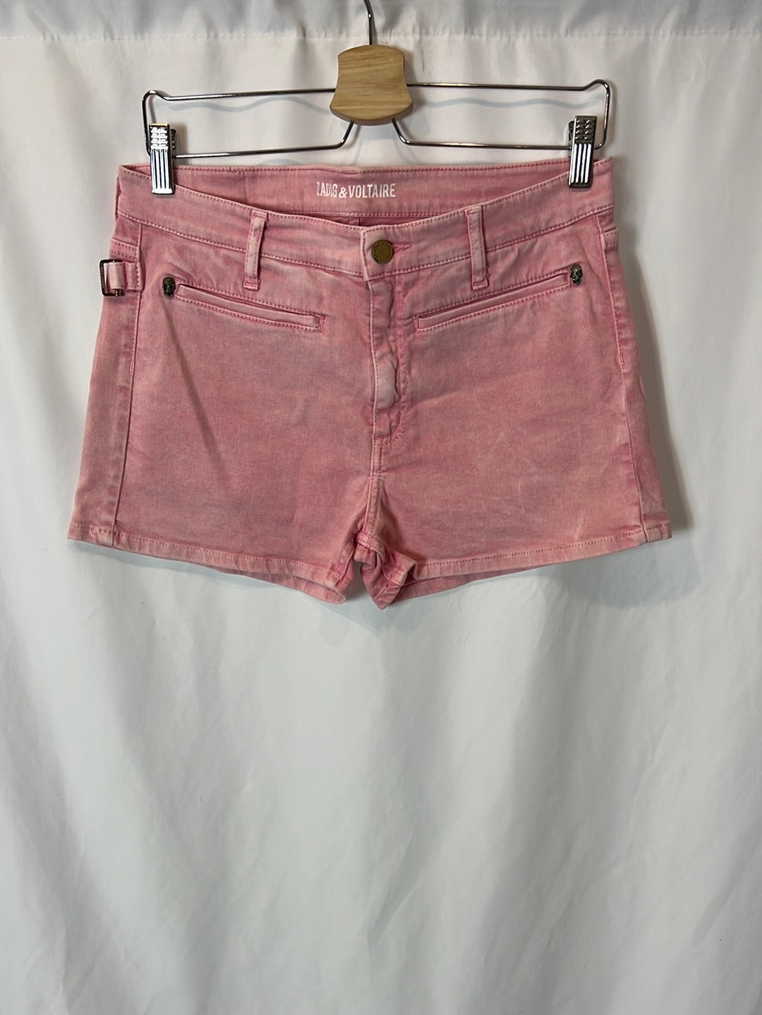 ZADIG&VOLTAIRE. Denim short rosa detalle bolsillos. T 40 (s/m)