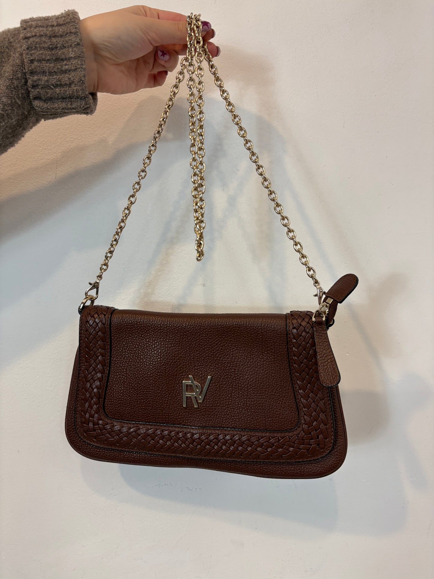 ROBERTO VERINO. Bolso marrón piel