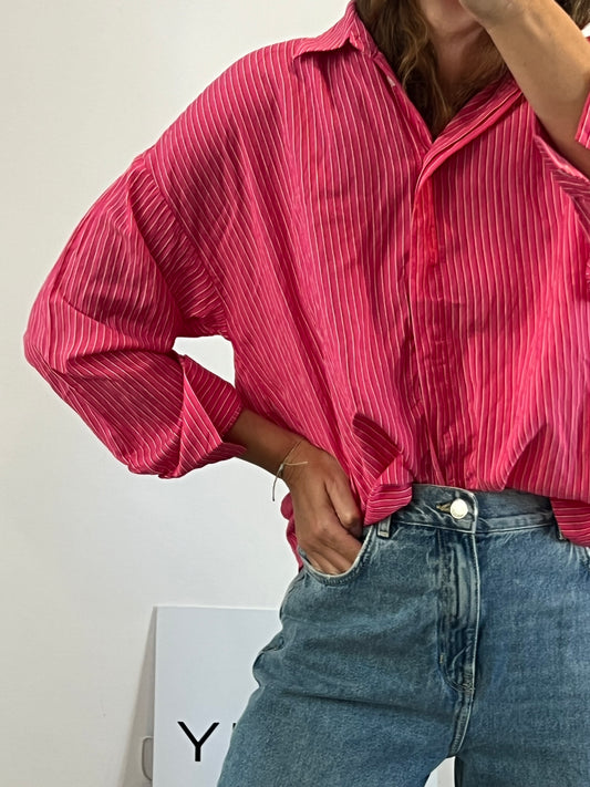 ZARA. Camisa rosa rayas. T S