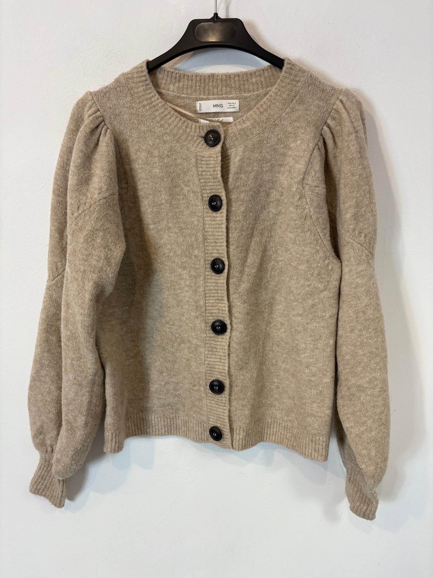 MANGO. Chaqueta beige jaspeada lana