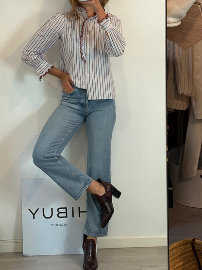 INTROPIA. Camisa raya detalle cuello