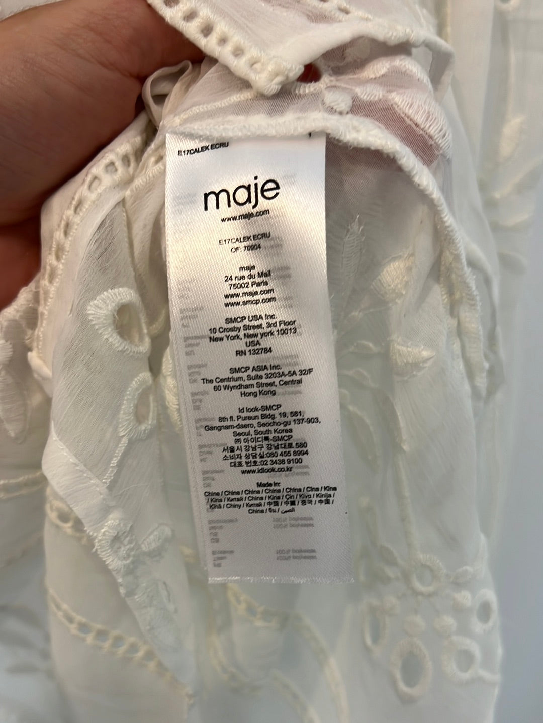MAJE. White embroidered blouse. TS