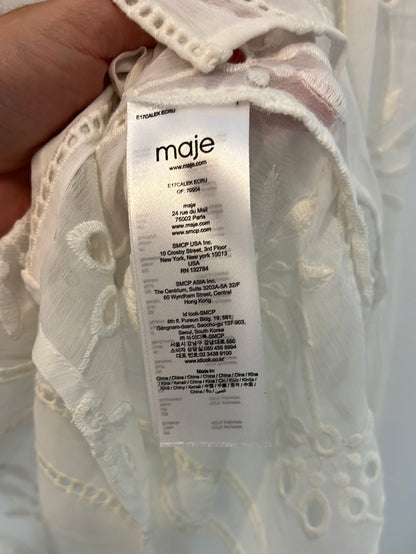 MAJE. White embroidered blouse. TS