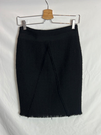 PEDRO DEL HIERRO. Falda negra lana detalle. T 38