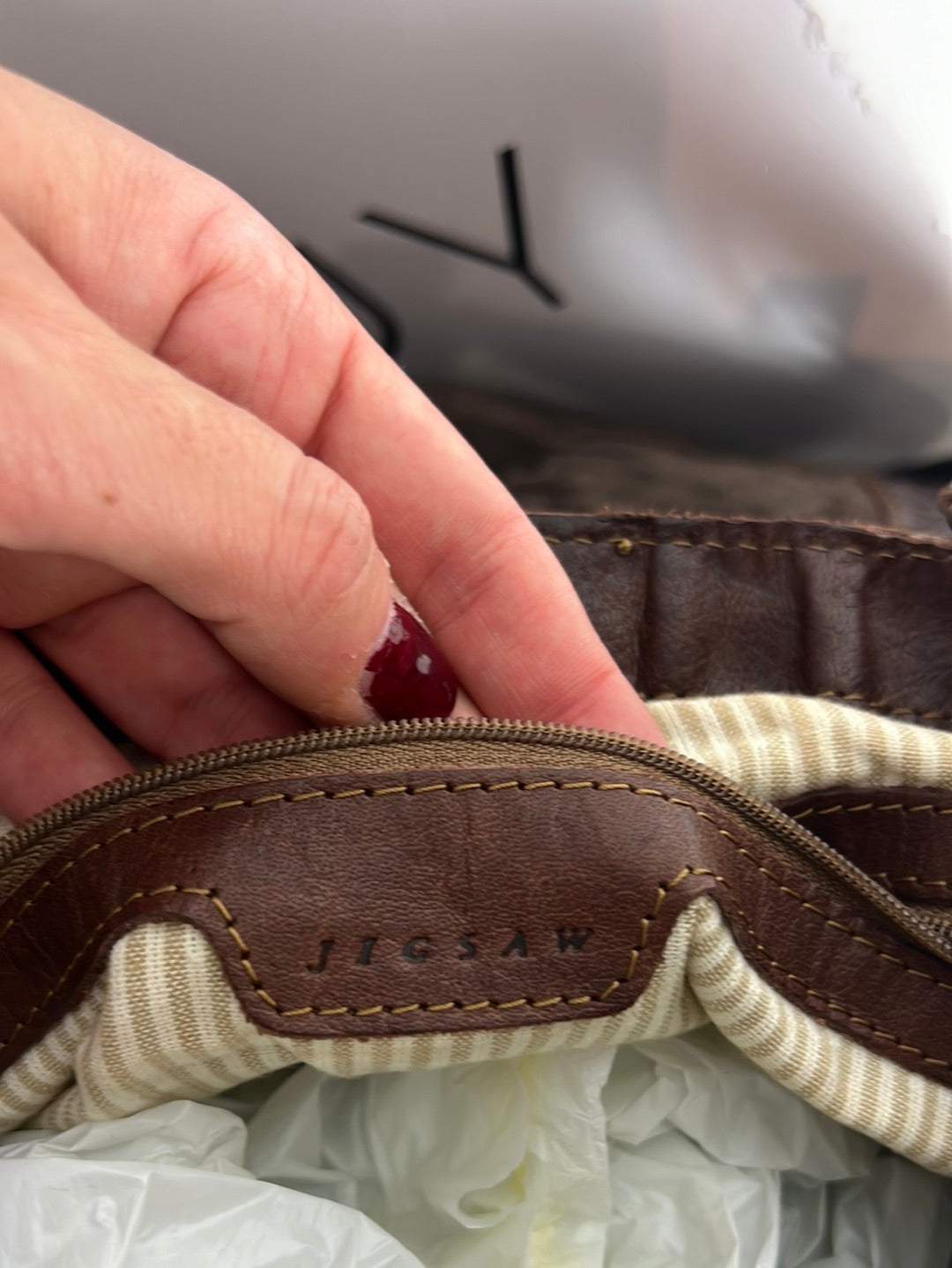 JOGSAW. Brown leather studded bag (Tara)