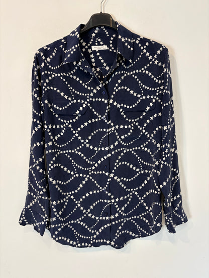 EQUIPMENT. Blue silk blouse with stars. Size XS (S/M)