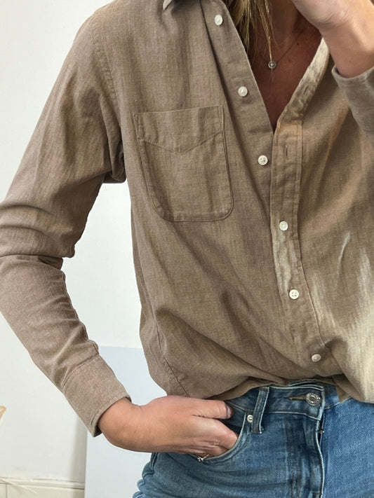 UNIQLO. Dark beige cotton shirt. TS