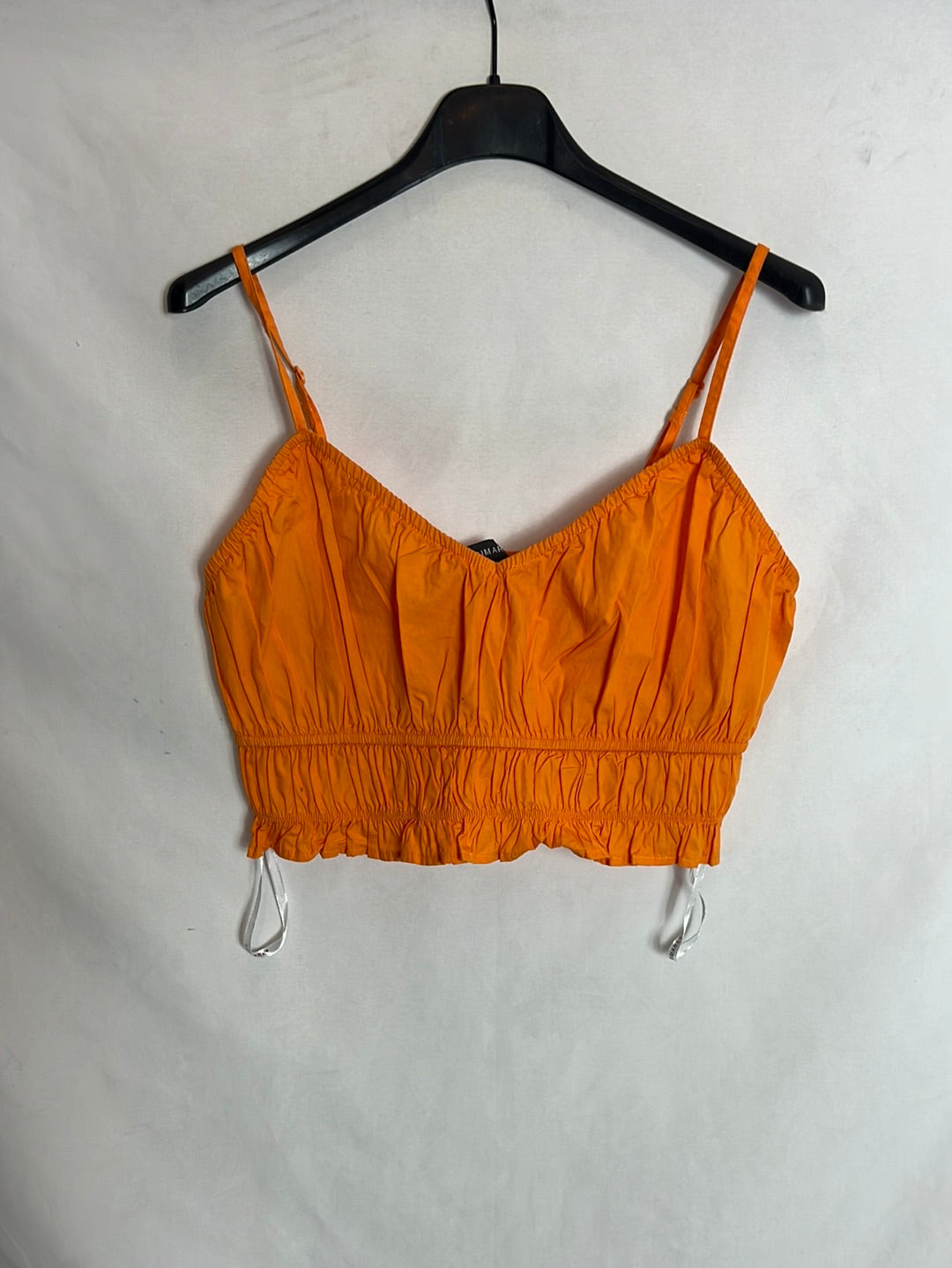 PRIMARK. Top naranja fruncidos. T 38