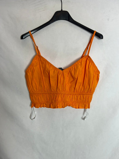 PRIMARK. Top naranja fruncidos. T 38