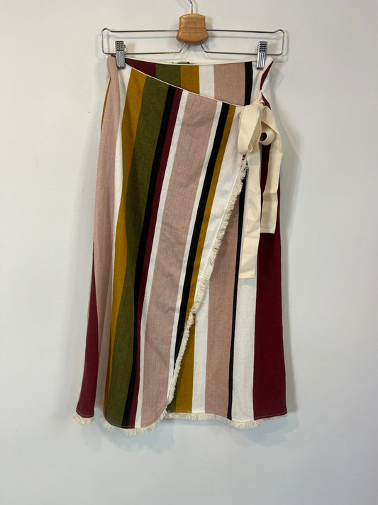 ZARA. Falda cruzada rayas T.s