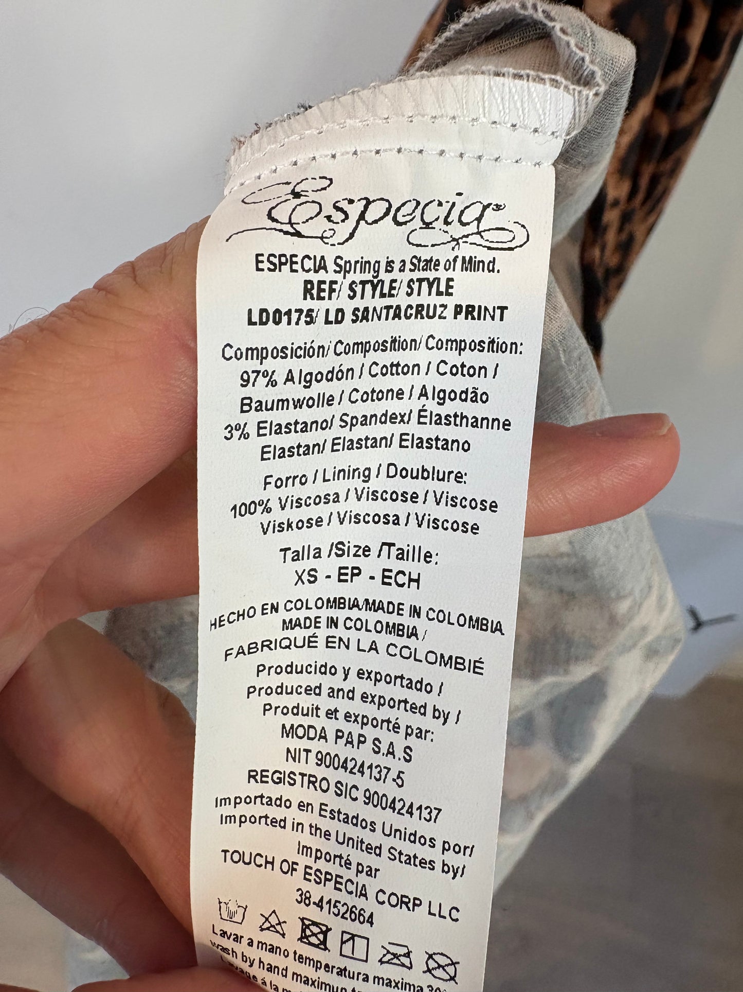 ESPECIA. Vestido largo animal print. T XS