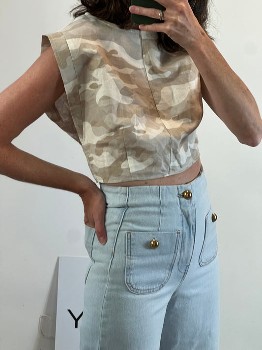 ZARA. Top camuflaje tonos beige T.s