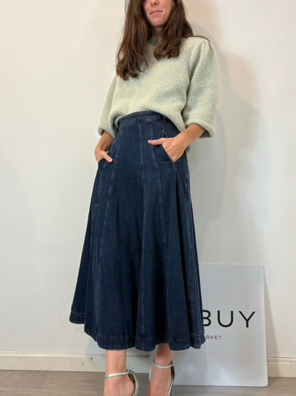 MASSIMO DUTTI. Falda larga denim