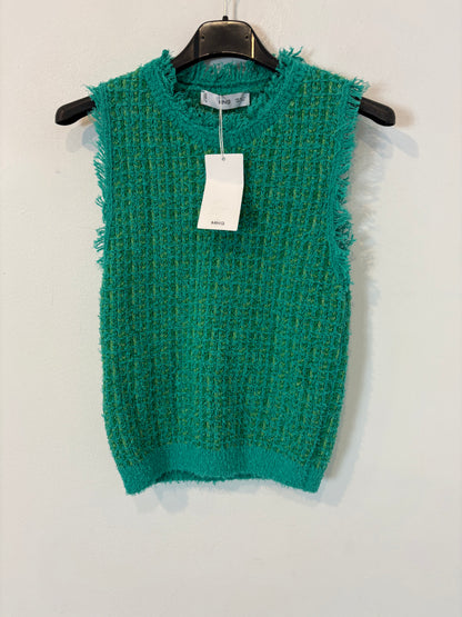 MANGO. Green tweed top. Size XS