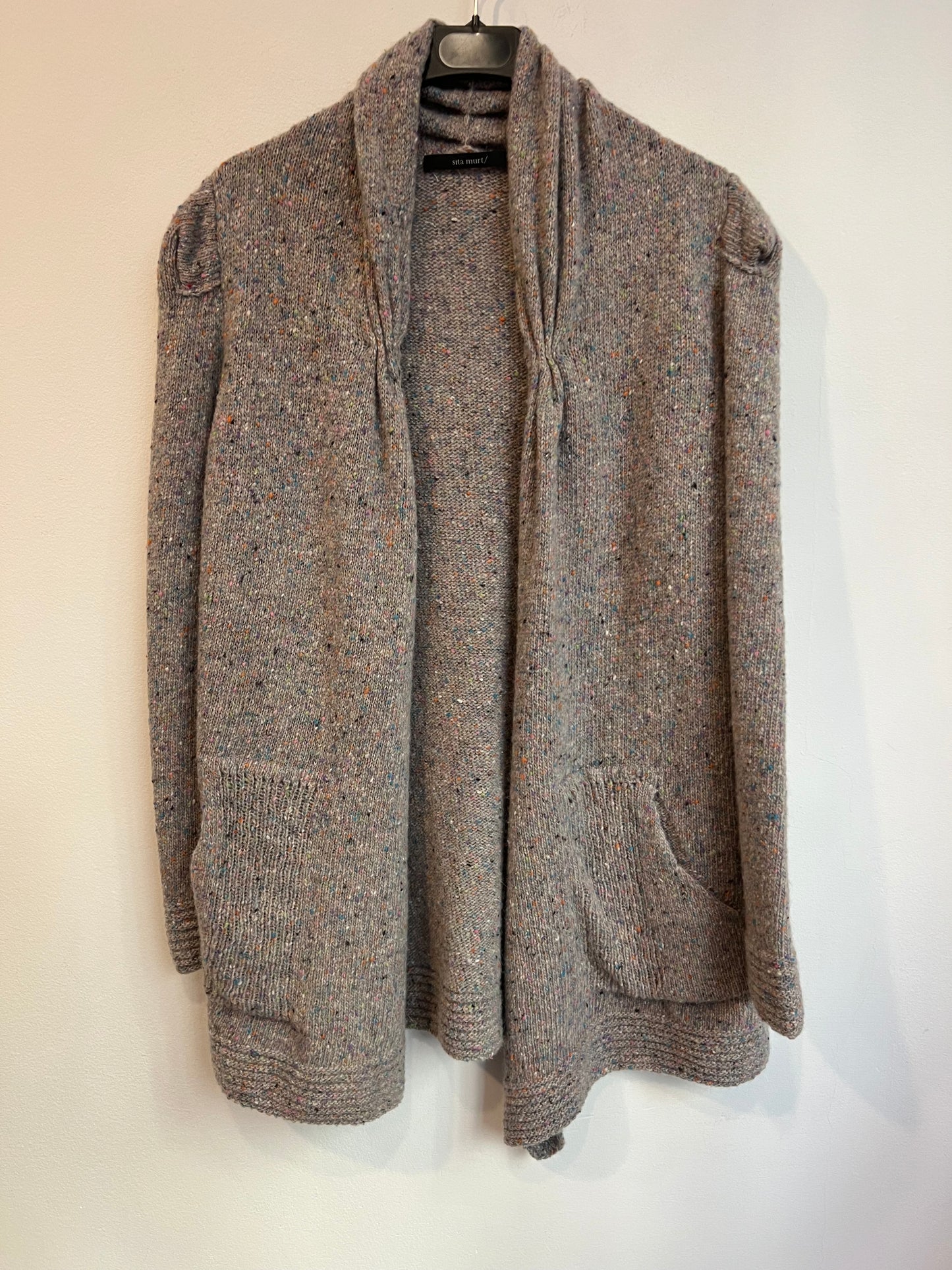 SITA MURT. Cárdigan gris jaspeado colores. T M