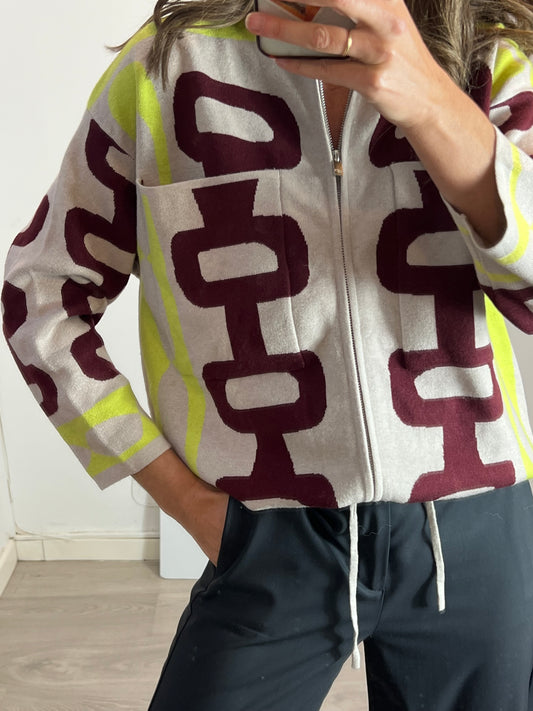 PARFOIS. Chaqueta punto estampada. TU(M)