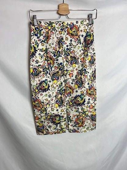 ZARA. Falda midi tubo estampada. T XS