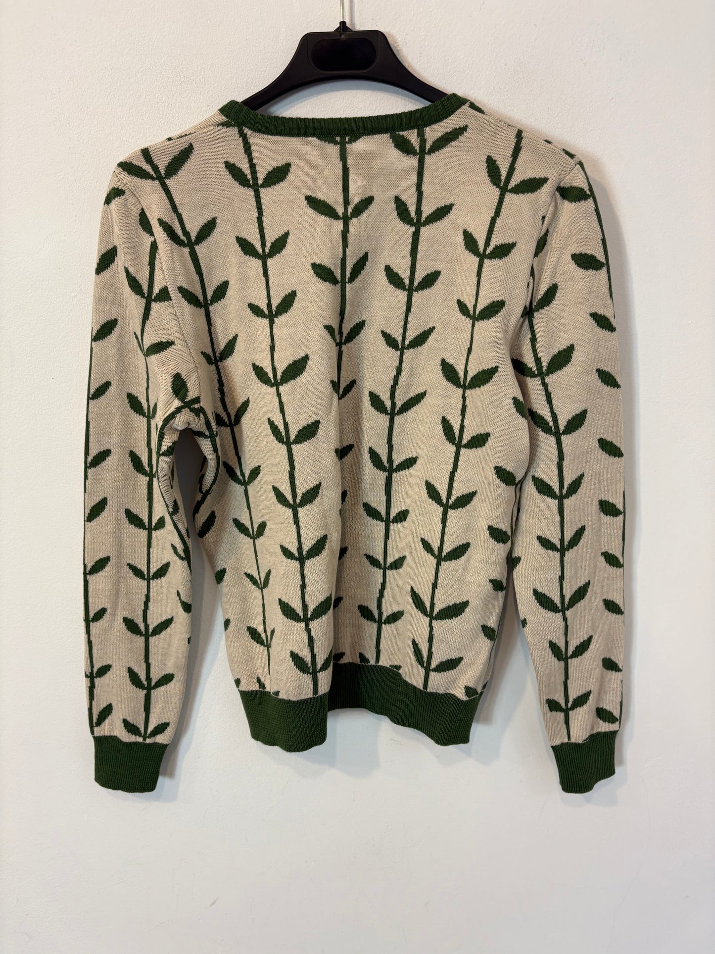 BACK COUTURE. Jersey merino hojas en verde